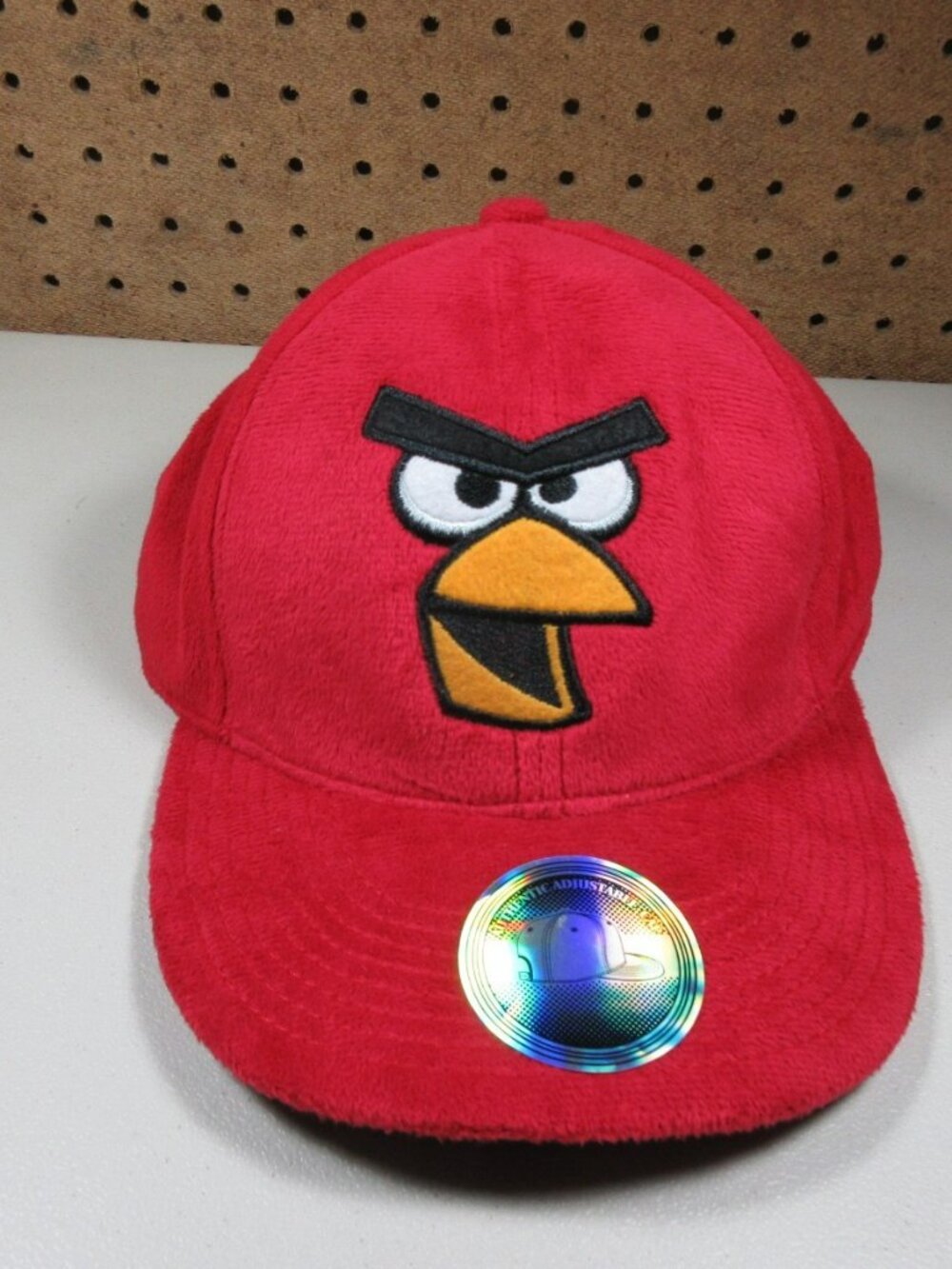 Angry Birds mens  solid  red plush fleece snapback hat OS